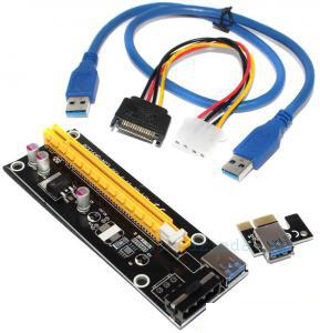 Райзер PCI-E 1x to 16x USB 3.0 riser SATA, удлинитель для видеокарт 60 см